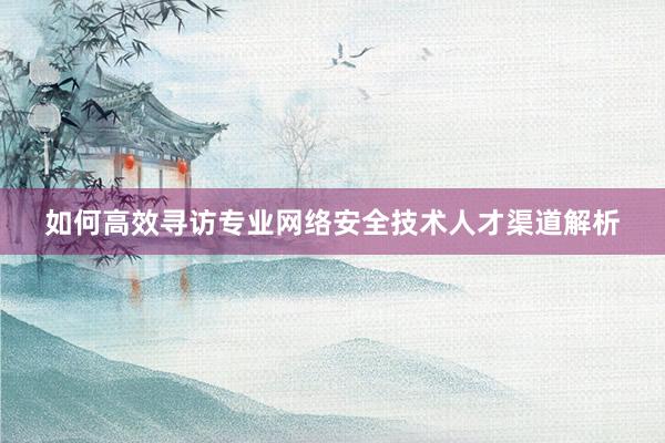 如何高效寻访专业网络安全技术人才渠道解析