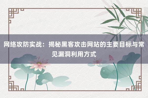 网络攻防实战：揭秘黑客攻击网站的主要目标与常见漏洞利用方式